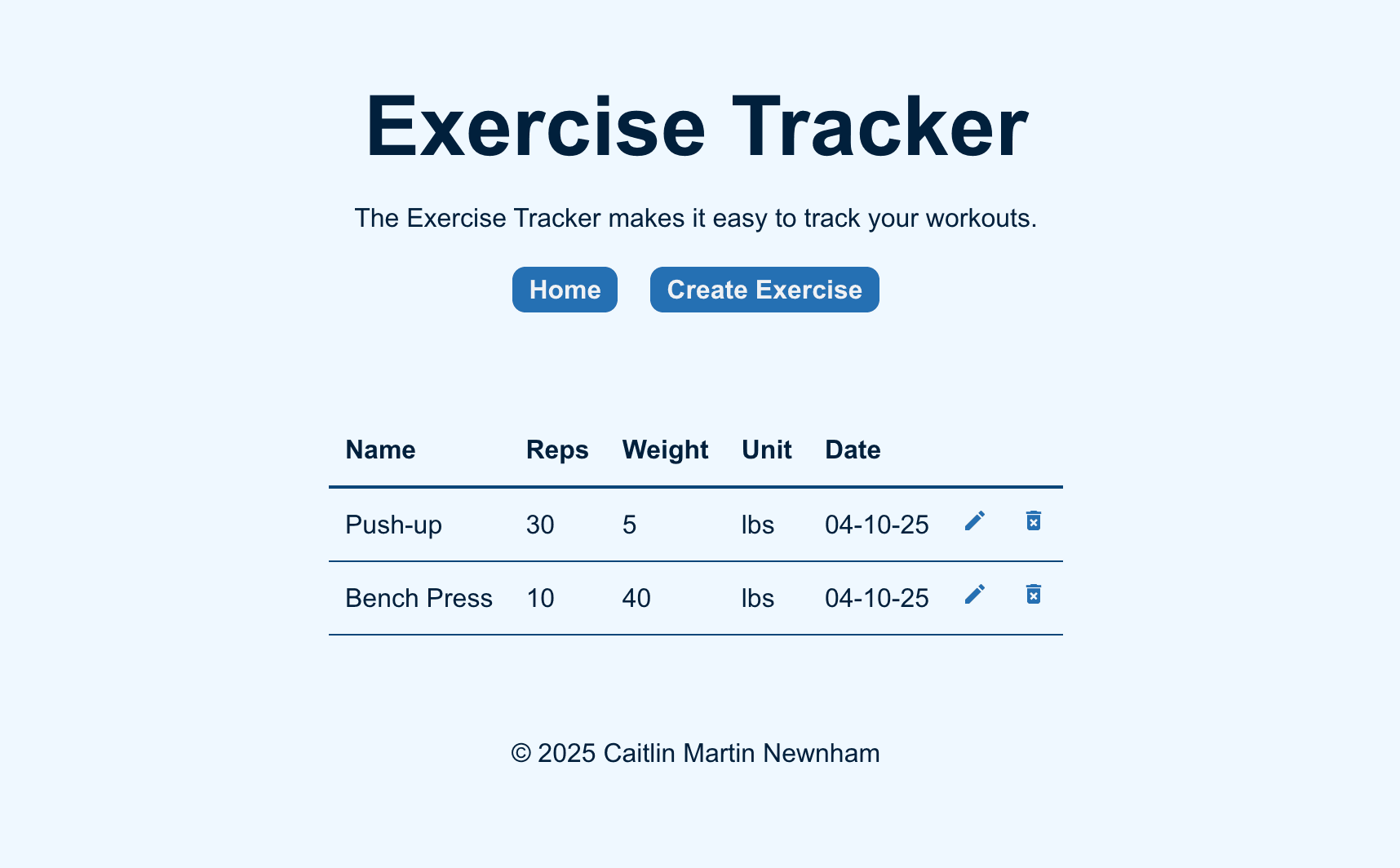 Exercise Tracker UI