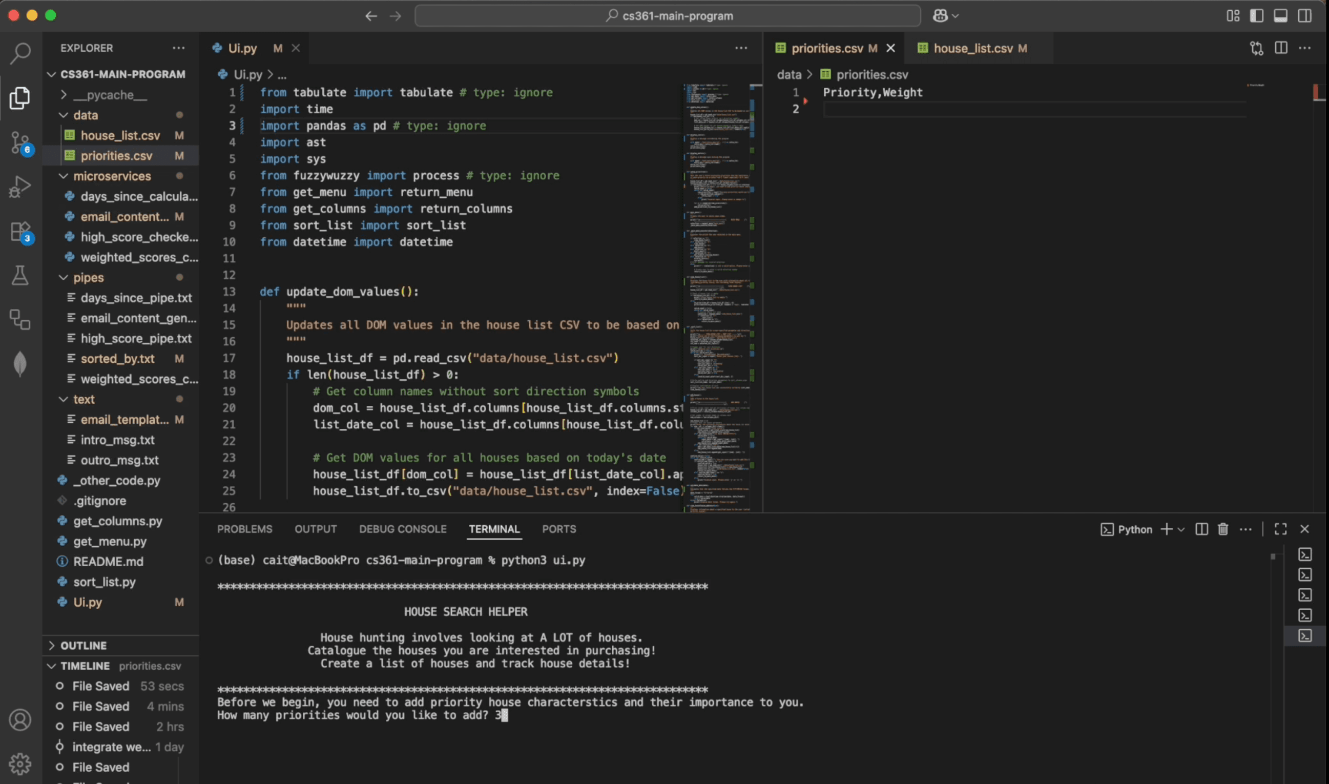 CS361 Main Program CLI UI